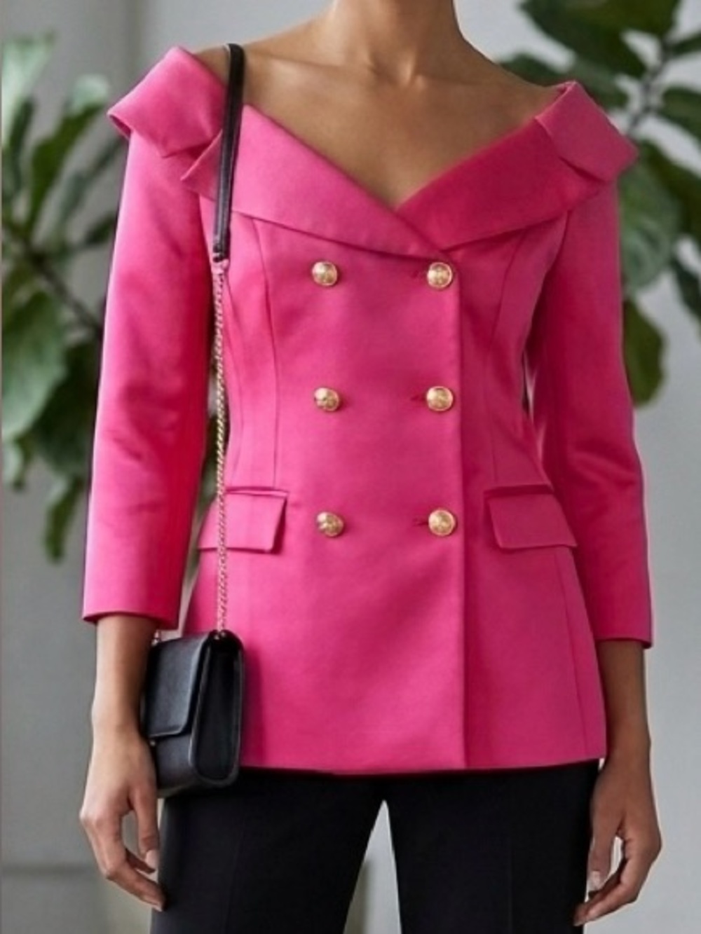 Alexia Admor Pink Satin Pea Coat with Gold Buttons Size 12